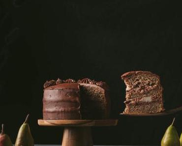 Layer cake poire, chocolat et noisettes