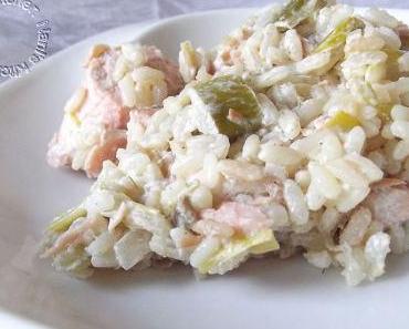 Risotto de saumon aux poireaux