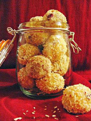 Bouchées sucrées à la noix de coco et aux canneberges