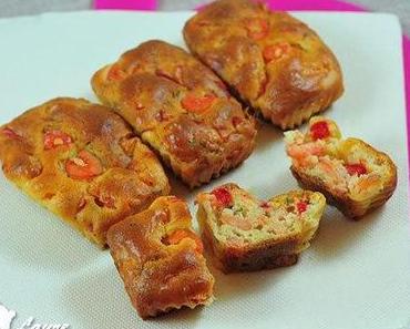 Mini cakes poivron et crevettes roses