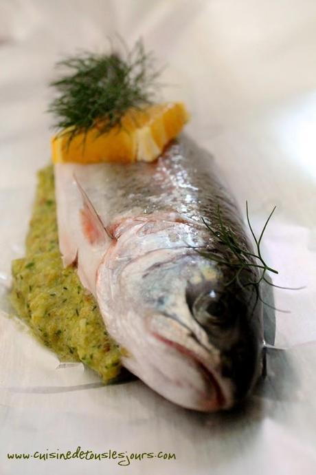 Truites aux herbes et orange en papillote Truites aux herbes et orange en papillote
