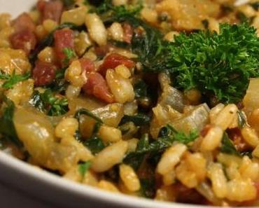 Risotto de blettes & bacon sauce oignon doux gorgonzola [Saclà]