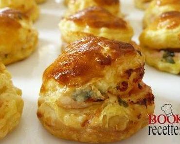 Mini feuilletés olive, jambon et chèvre frais