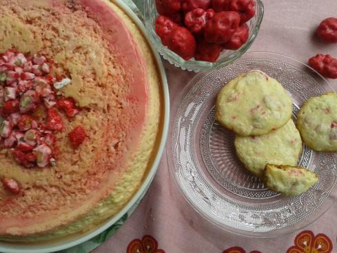 flan amande et pralines roses