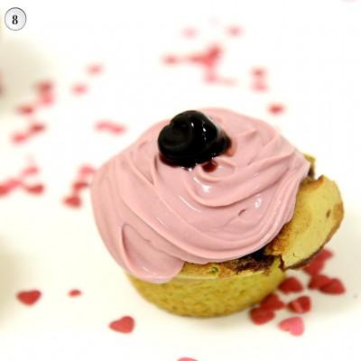 Muffin ou cupcake pistache et cerises amarena