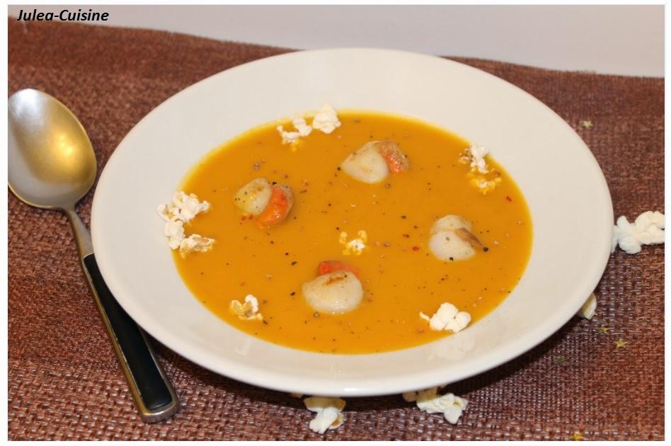 St Jacques poêlées et velouté de potimarron {Entrée de Fête !}