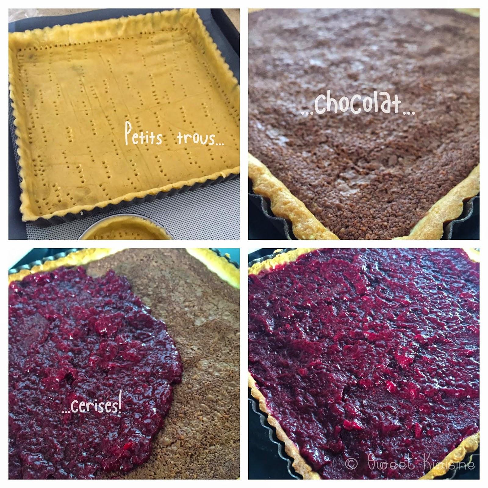 Sweet Kwisine, tarte, forêt noire, cerise, griotte, amarena, chantilly, chocolat, crème d'amandes
