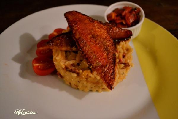 Rouget, risotto aux tomates séchées et une sauce vierge (à ma façon)