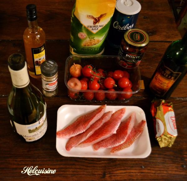 Rouget, risotto aux tomates séchées et une sauce vierge (à ma façon)