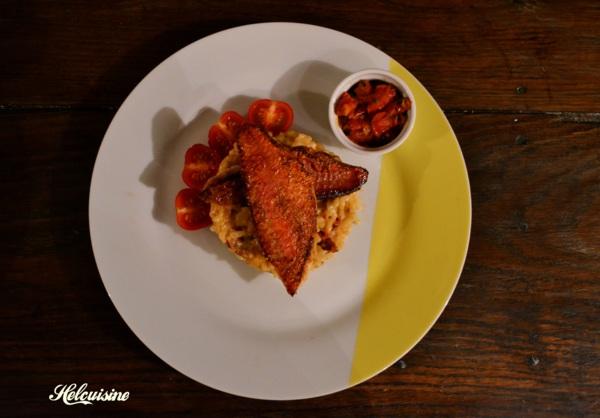 Rouget, risotto aux tomates séchées et une sauce vierge (à ma façon)