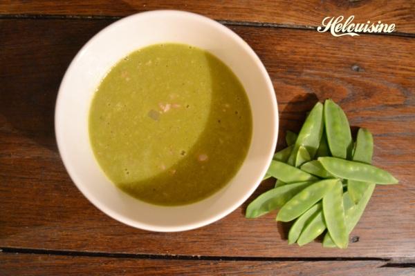 Velouté de petits pois et lardons