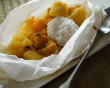 Papillotes de fruits exotiques et perle de coco
