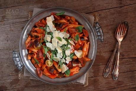 Penne aux Tomates  et Aubergine