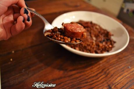 Lentilles et saucisses fumées