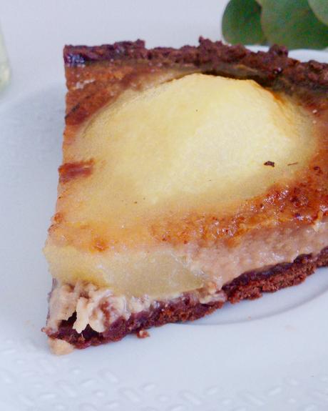 Tarte aux poires façon crème brûlée à la crème de marron