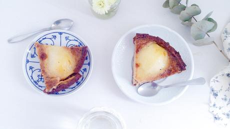 Tarte aux poires façon crème brûlée à la crème de marron