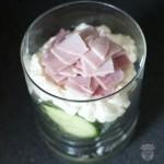 Verrine jambon, fromage, concombre