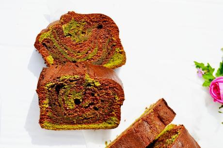 Cake marbré thé vert matcha/chocolat