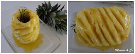 Ananas rôti caramélisé à la vanille et au romarin