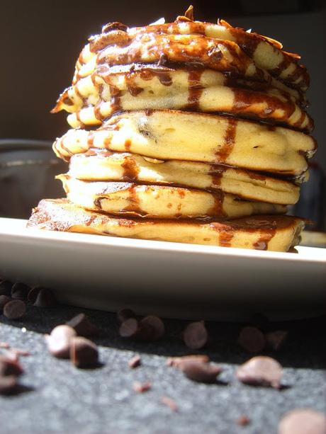 Pancakes au chocolat et amandes. [Passe-plats entre amis]
