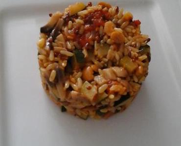 Timbales de riz aux céréales et légumes