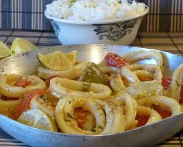 ღ " Miam " Anneaux d'Encornets Basilic - Tomates et citron vert
