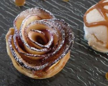 Roses de pommes au caramel beurre salé