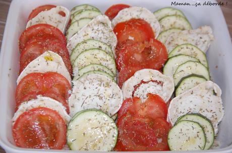 Tian courgette tomate et chevre sur lit de riz1