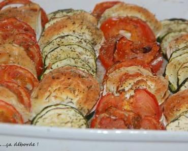 Tian courgette, tomate et chèvre sur lit de riz