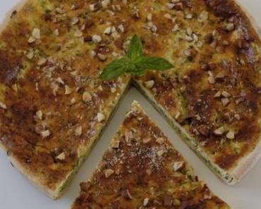 Quiche aux courgettes à la menthe et aux amandes