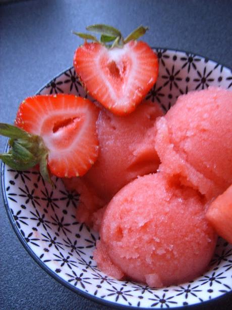 Sorbet pastèque et fraises. (Avec ou sans sorbetière)