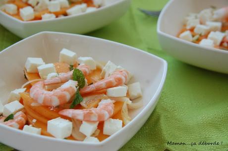 salade melon, feta et crevettes1