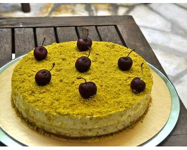 Cheese-cake Mosaïk (pistache-griottes) de Pierre Hermé