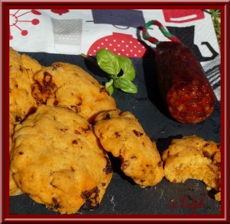 Cookies au chorizo, parmesan et basilic