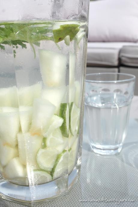 Detox water melon, geranium et citron vert