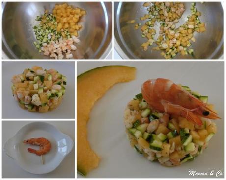 Tartare de crevettes et courgettes au melon