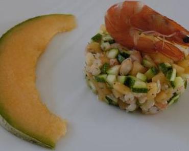 Tartare de crevettes et courgettes au melon