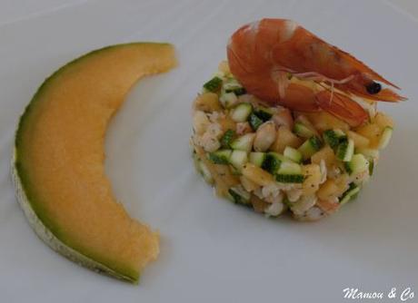 Tartare de crevettes et courgettes au melon