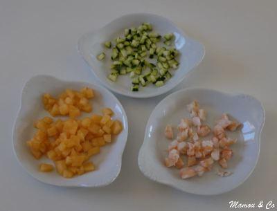 Tartare de crevettes et courgettes au melon