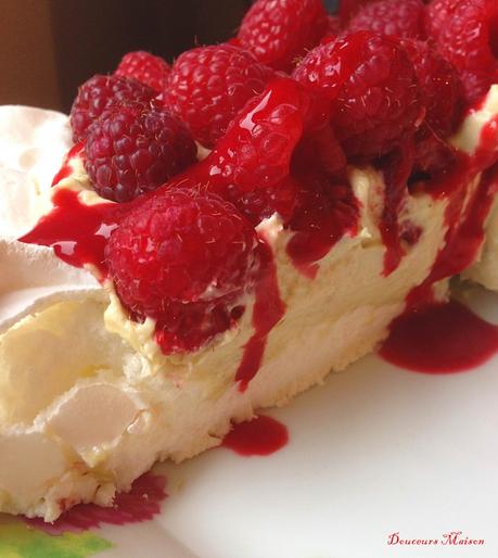 Pavlova d’Été Rhubarbe Framboises