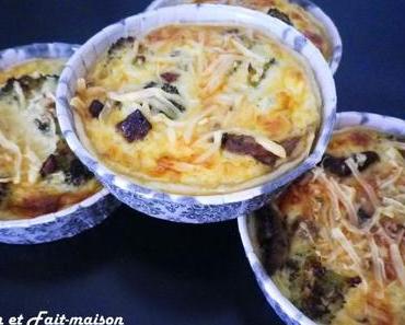 Tartelettes brocolis, champignons, lardons