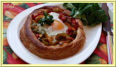 Tartelettes aux œufs, chorizo et poivrons