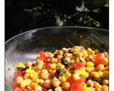 Salade de pois chiche, maïs et olives à la menthe