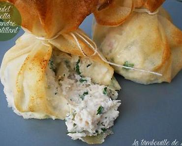 Aumônières croustillantes de poulet ricotta et coriandre