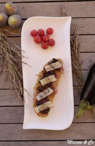 Tartines au caviar d’aubergine et figues rôties