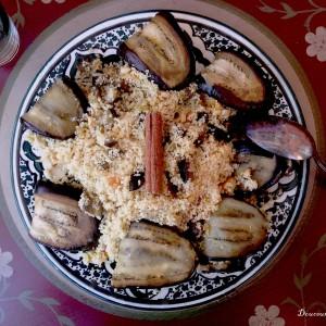 Aubergines farcies à la semoule miel et épices