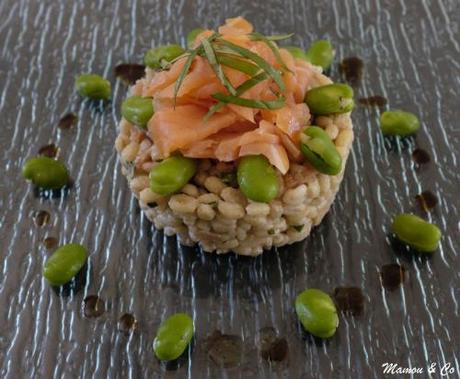 Salade de blé aux fèves et au saumon fumé