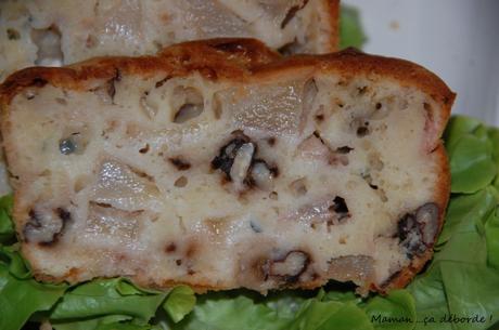 Cake poire, roquefort et noix