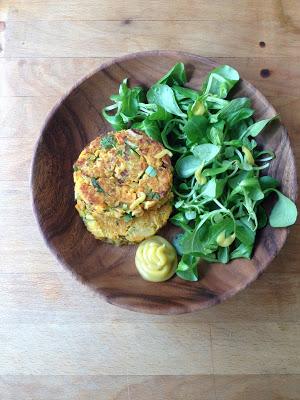 [Recette] Galettes de lentille corail, mayonnaise au miel et curry