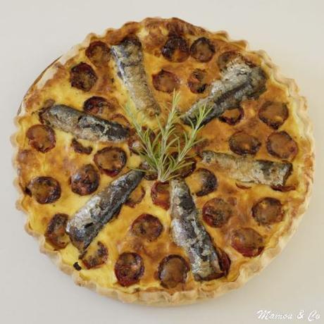 Quiche aux sardines et aux tomates cerises rôties